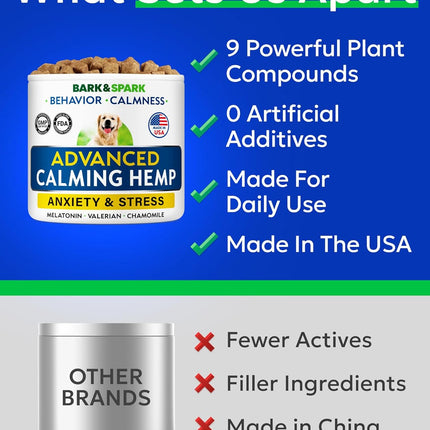 PawHaven RefugioPata BARK&SPARK Advanced Calming Hemp Treats for Dogs - Hemp Oil + Melatonin — Pet Supplies
