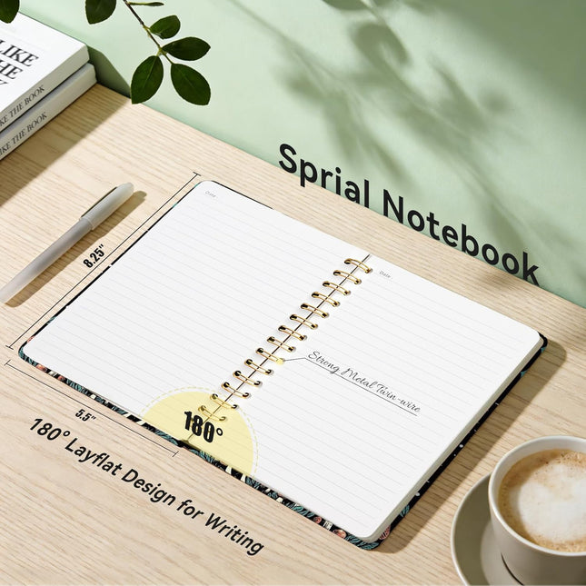 Lined A5 Spiral Journal Notebook, College Ruled Hardcover, Skull Head Design