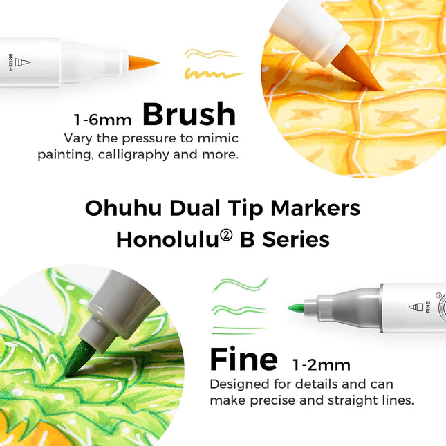 48-Color Alcohol Marker Set with Brush and Fine Tips