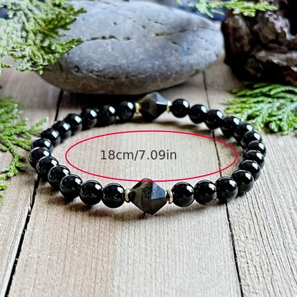 Obsidian & Black Tourmaline Stretch Bracelet