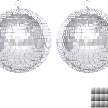 2-Pack 8-Inch Hanging Mirror Disco Balls with Replacement Mirrors