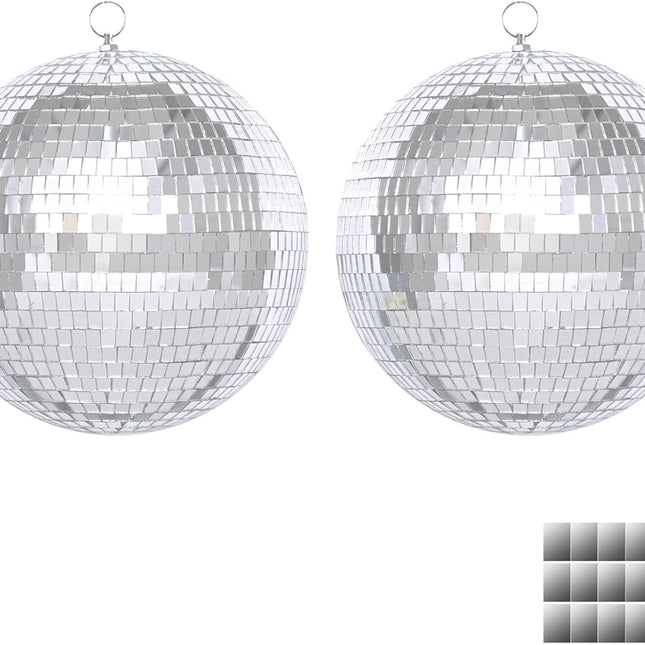 2-Pack 8-Inch Hanging Mirror Disco Balls with Replacement Mirrors