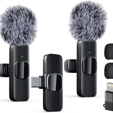 Professional Dual Wireless Lavalier Lapel Microphone for iPhone and iPad