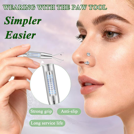 20G Silver Horseshoe Nose Ring Hoops Set with CZ Opal Tips