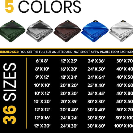 TerraBound TierraRumbo PROTARP Extra Heavy Duty 16 Mil Tarp Cover, Waterproof — Outdoor & Adventure