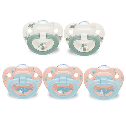 First Choice Classic Orthodontic Toddler Pacifiers, Blue & Orange, 18-36 Months, 5-Pack
