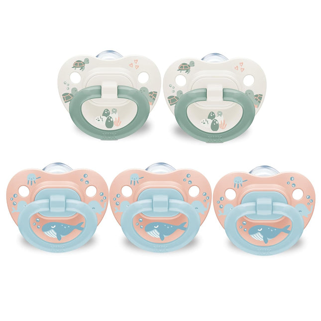 First Choice Classic Orthodontic Toddler Pacifiers, Blue & Orange, 18-36 Months, 5-Pack