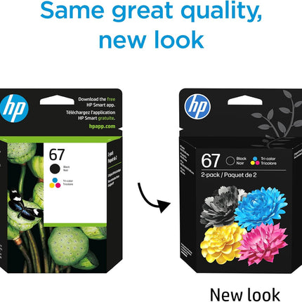 67 Black/Tri-Color Ink Cartridges 2-Pack for Inkjet Printing