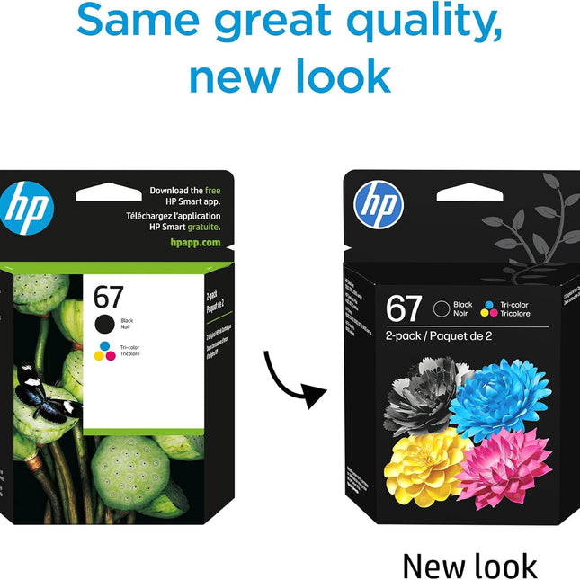 67 Black/Tri-Color Ink Cartridges 2-Pack for Inkjet Printing