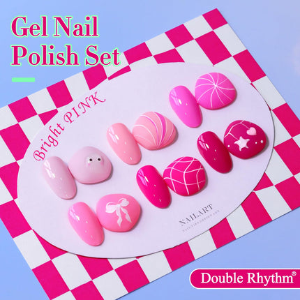 6-Piece 15 mL Bright Neon Gel Polish Set in Light Pink Purple
