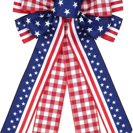 Large Patriotic Wreath Bow for Front Door Decor