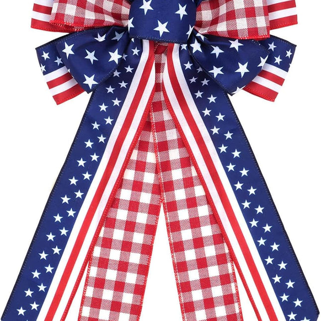 Large Patriotic Wreath Bow for Front Door Decor