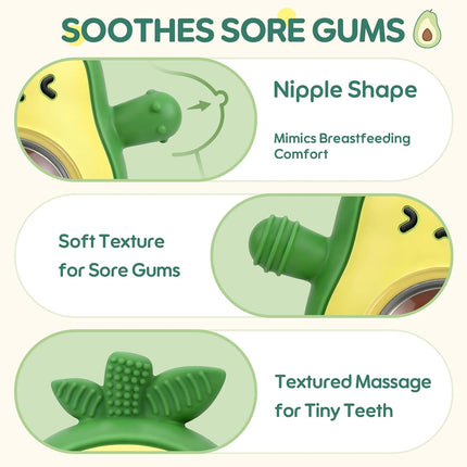 Avocado Baby Teething Mitten with Rattle