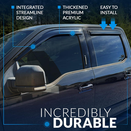 Outside Mount Car Window Rain Guards for Q7 2016-2024, Dark Smoke 4-Piece Set