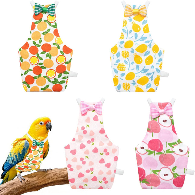 4-Piece Reusable Bird Diaper Set with Adjustable Straps