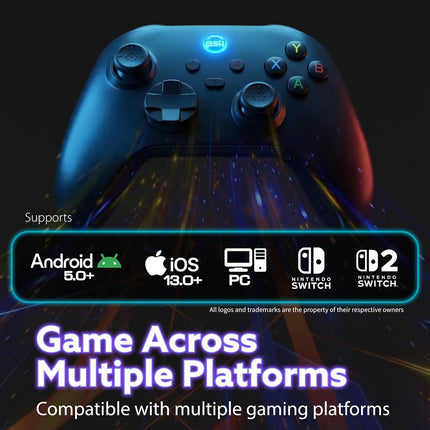 2.4G Wireless Gaming Controller with Hall Effect Triggers, USB Dongle, Programmable Buttons, Black