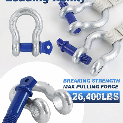4 Pack 1/2 in. D Ring Shackles with 9/16 in. Screw Pins