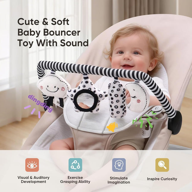 Baby Bouncer Toy Bar with 4 Hanging Sensory Toys