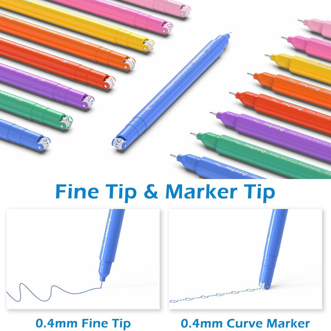 8-Piece Curve Highlighter Pen Set with Dual Tips and 8 Colors