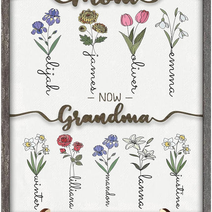 Personalized Birth Month Flower Wood Plaque Wall Art