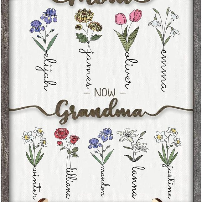 Personalized Birth Month Flower Wood Plaque Wall Art