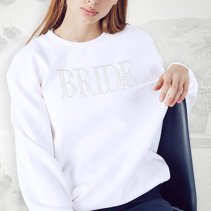 Bride Crewneck Sweatshirt - Engagement and Wedding Gift, White