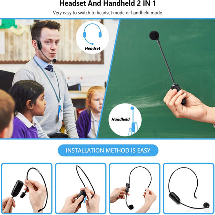 UHF Wireless Headset Microphone System with 160 ft Range
