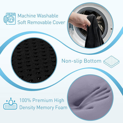 Black Memory Foam Seat Cushion with Velvet Cover, 4.7 in