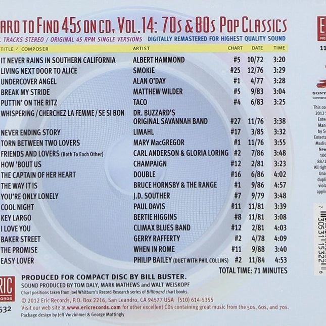 Hard to Find 45s on CD Volume 14 70's & 80's Pop Classics / Various