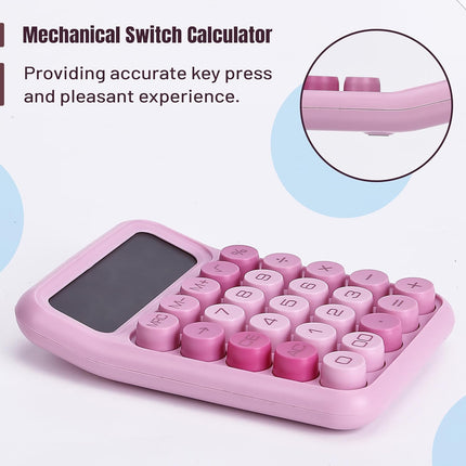 Pink 12-Digit Mechanical Switch Basic Calculator