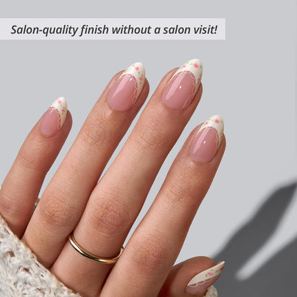 French Tip Press On Nails - Sunprint Dress Pink Short Almond Kit