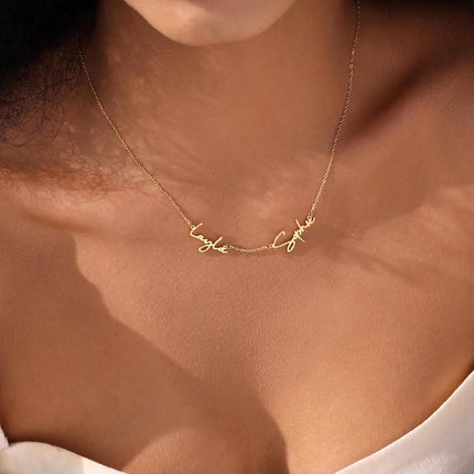 Custom 2-Name 18K Gold-Plated Family Necklace for Women