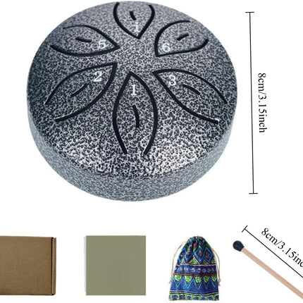 3 Inch Steel Tongue Drum – 6-Note Mini Chakra Drum with Bag, Mallets & Sheet Music