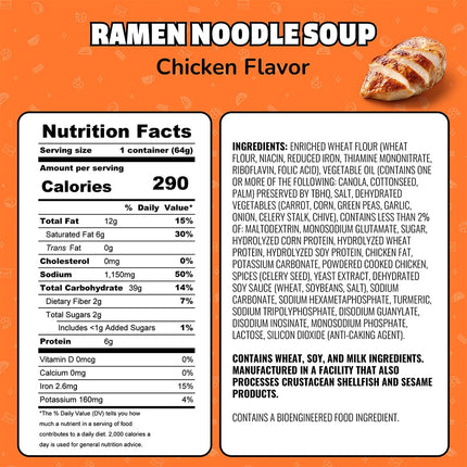 Instant Lunch Chicken Flavor Ramen Noodle Cups, 2.25 Oz, 12 Pack