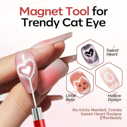 PawHaven RefugioPata Modelones Cat Eye Magnet for Nails, 3-in-1 Red Cateye Gel Polish Magnet Pen — Pet Supplies