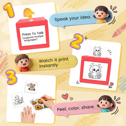 PlaySphere EsferaJuego AI Voice-Powered Sticker Maker for Kids, Portable Thermal Printer with 6 Art — Toys & Games