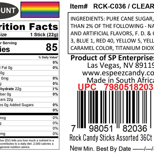 36 Extra Large Assorted Rock Candy Sticks