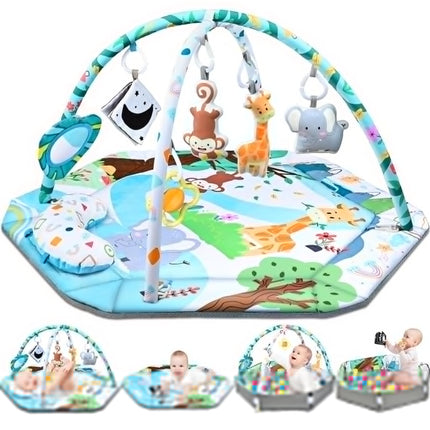 8-in-1 Baby Gym Play Mat with Ball Pit and 6 Toys