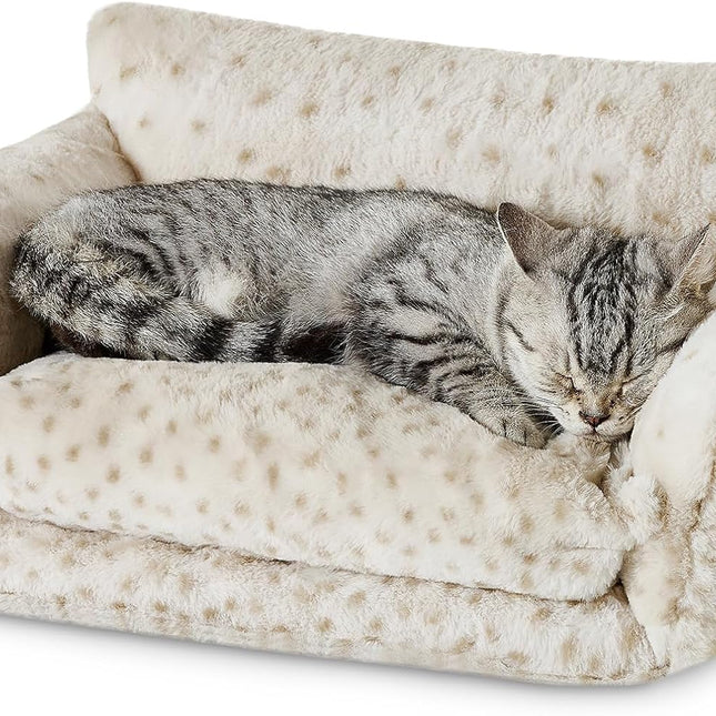 Fluffy Plush Double-Layer Cat Bed, Leopard, 21 x 15 x 8 in