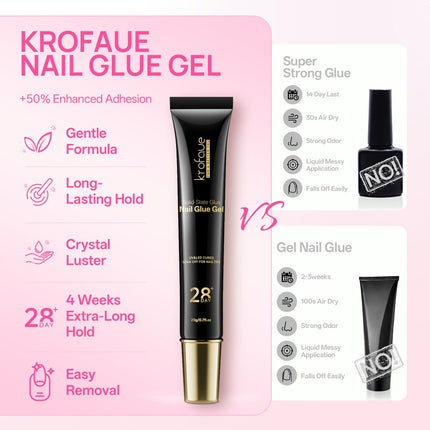 Solid Nail Glue Gel for Press-On Nails, 2 x 20g