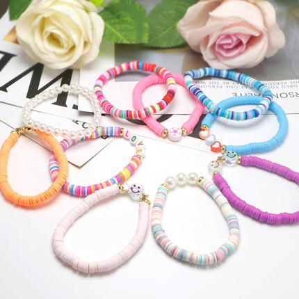 10-Piece Cute Preppy Beaded Friendship Bracelet Set for Girls