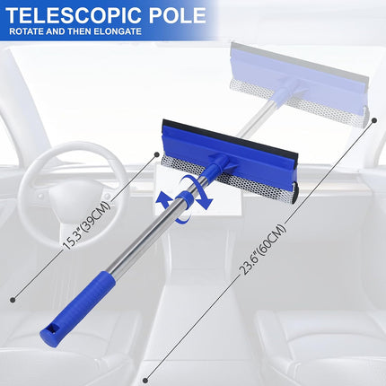 2-in-1 Car Windshield Squeegee and Sponge Scrubber, Blue