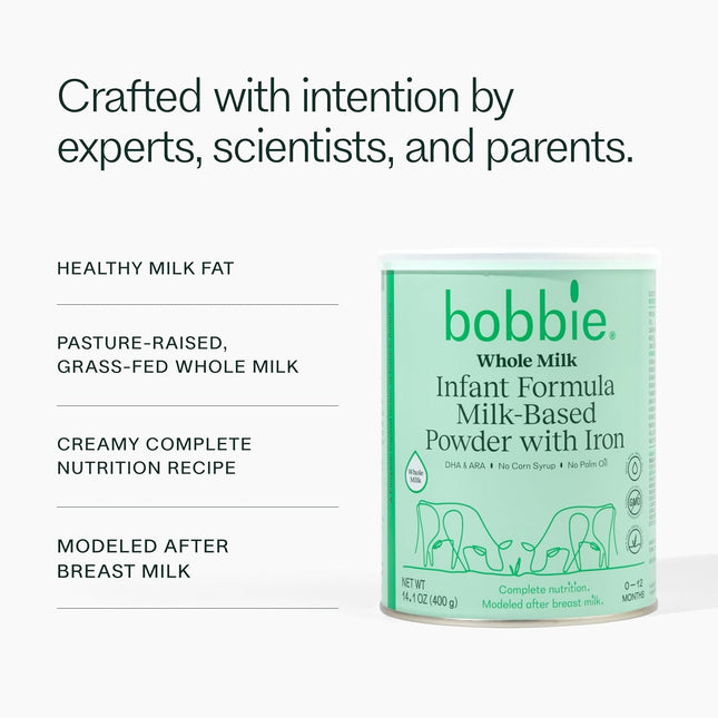 Whole Milk Grass Fed Powder Baby Formula with Iron, DHA and ARA, 14.1 oz