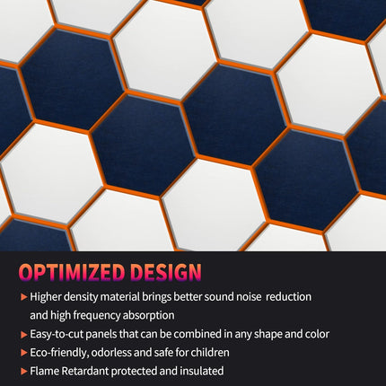 Hexagon Acoustic Panels 14x12 in Moon & Silver Gray