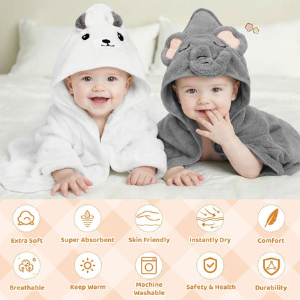 15-Piece Baby Bath Towels Set with Animal Hooded Towels and Washcloths