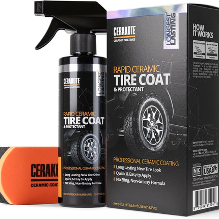 Rapid Ceramic Tire Coat, Deep Black No-Sling Tire Shine for Cars, Trucks & SUVs, 10 oz