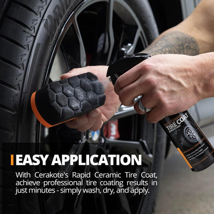 Rapid Ceramic Tire Coat, Deep Black No-Sling Tire Shine for Cars, Trucks & SUVs, 10 oz