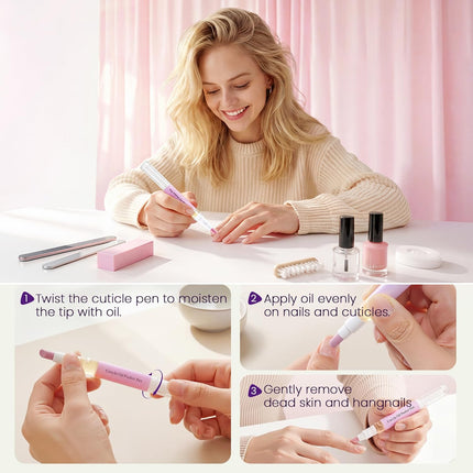 GlowEssence EsenciaLuz 2-in-1 Cuticle Oil Pusher Pen,2026 New Ceramic Cuticle Pusher Oil — Beauty & Self-Care
