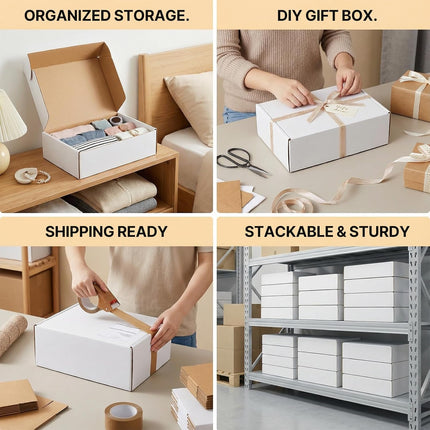 8x6x2 inches Small White Shipping Boxes, 25 Pack