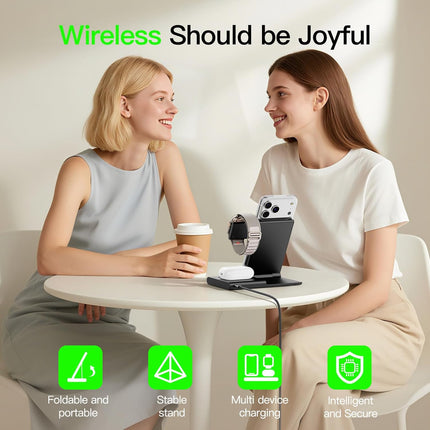 New Travel Portable Wireless Charger 3-in-1 Charging Stand for Multiple Devices